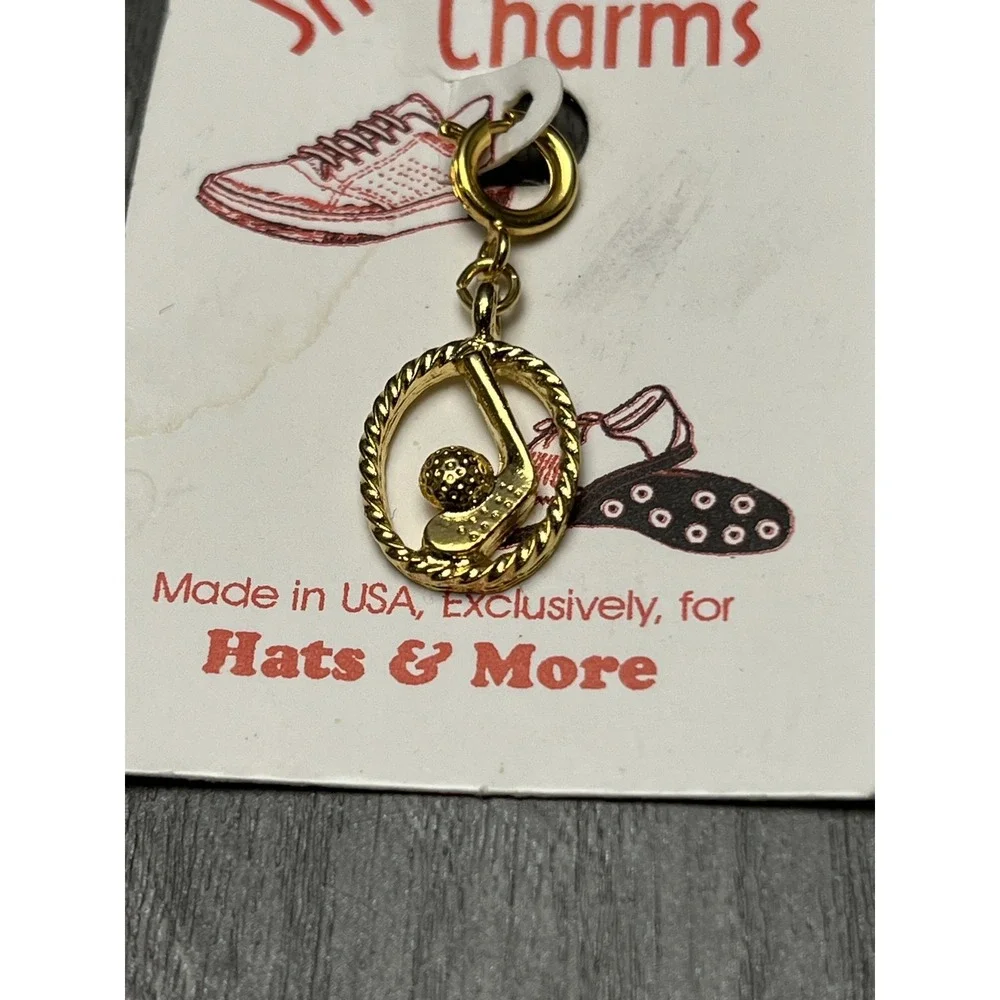 Vintage LVG&T Gold Tone Golf Club Ball Shoe Charm Spring Ring Made in USA SC7326